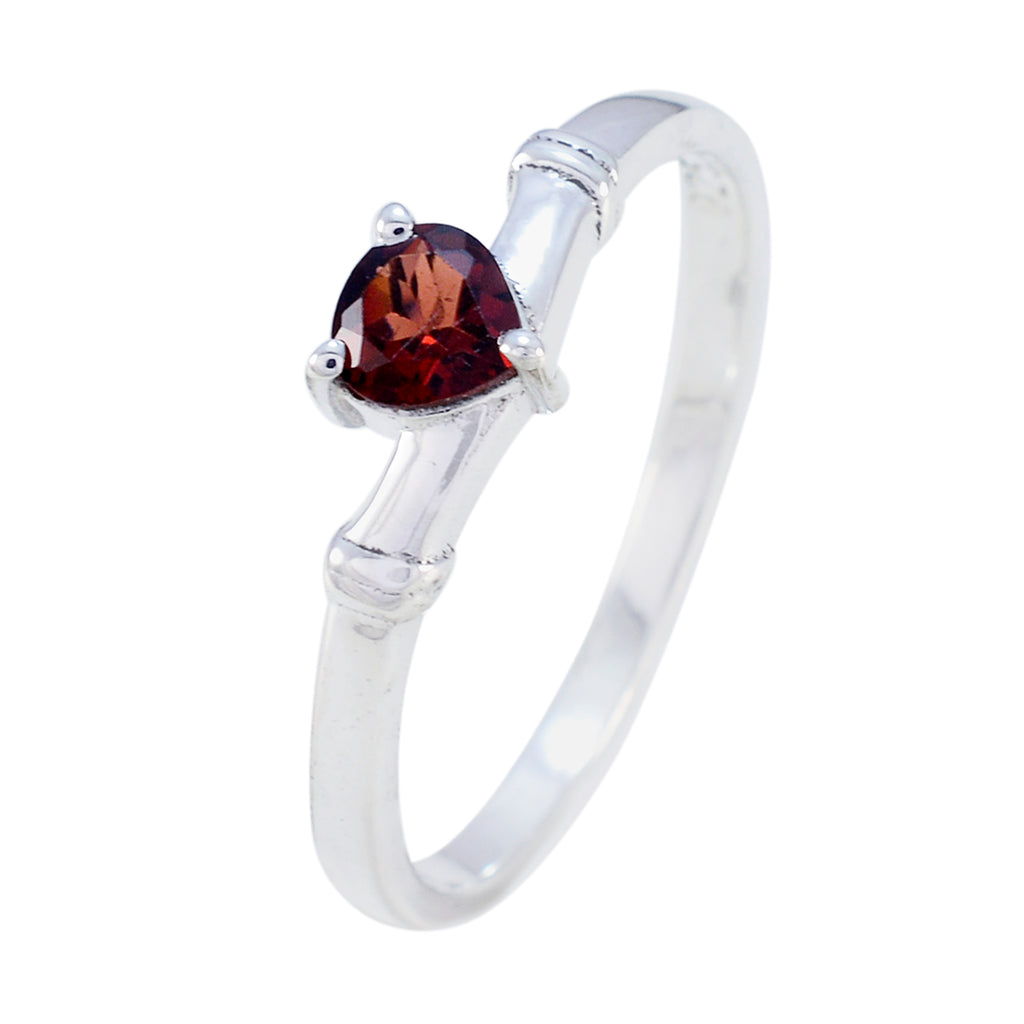 Garnet Solitaire American 92.5 Silver Red Gemstones Delicate Graceful Ring Jewellery