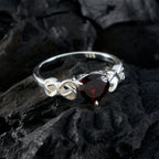 Garnet Solitaire Japanese 925 Sterling Silver Red Gems Dainty Graceful Ring Jewelry