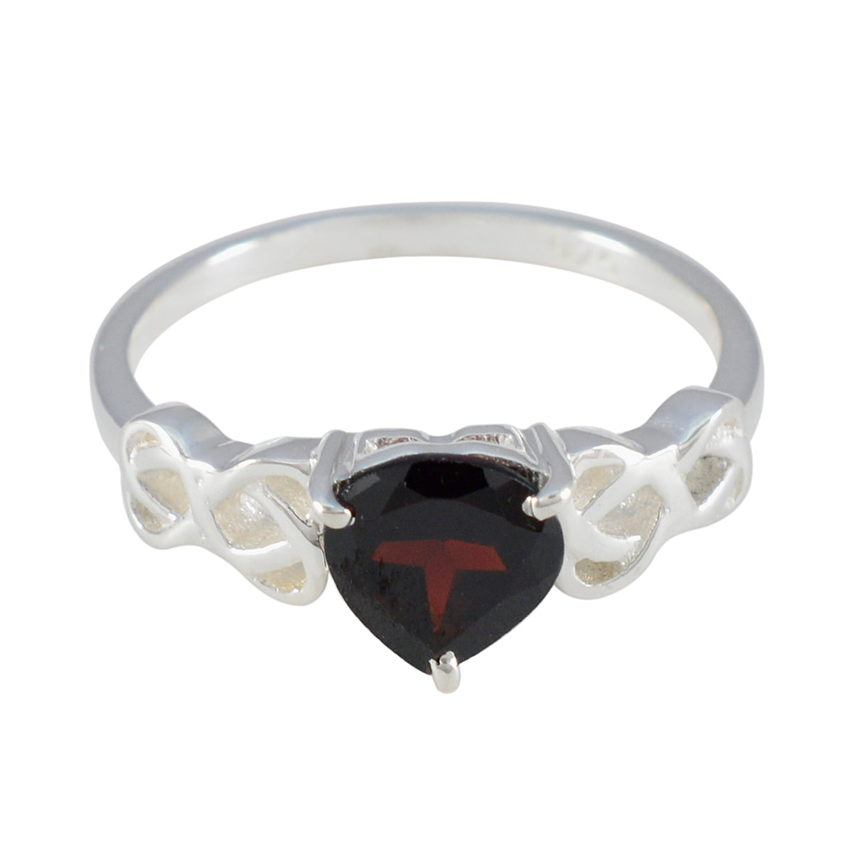 Garnet Solitaire Japanese 925 Sterling Silver Red Gems Dainty Graceful Ring Jewelry メイン画像