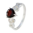 Garnet Solitaire Japanese 925 Sterling Silver Red Gems Dainty Graceful Ring Jewelry