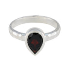 Garnet Solitaire French 92.5 Silver Red Gemstone Featherlight Glamorous Ring Jewelry