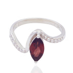 Garnet Solitaire Japanese Sterling Silver Red Gemstones Whisper thin Contemporary Ring Jewellery