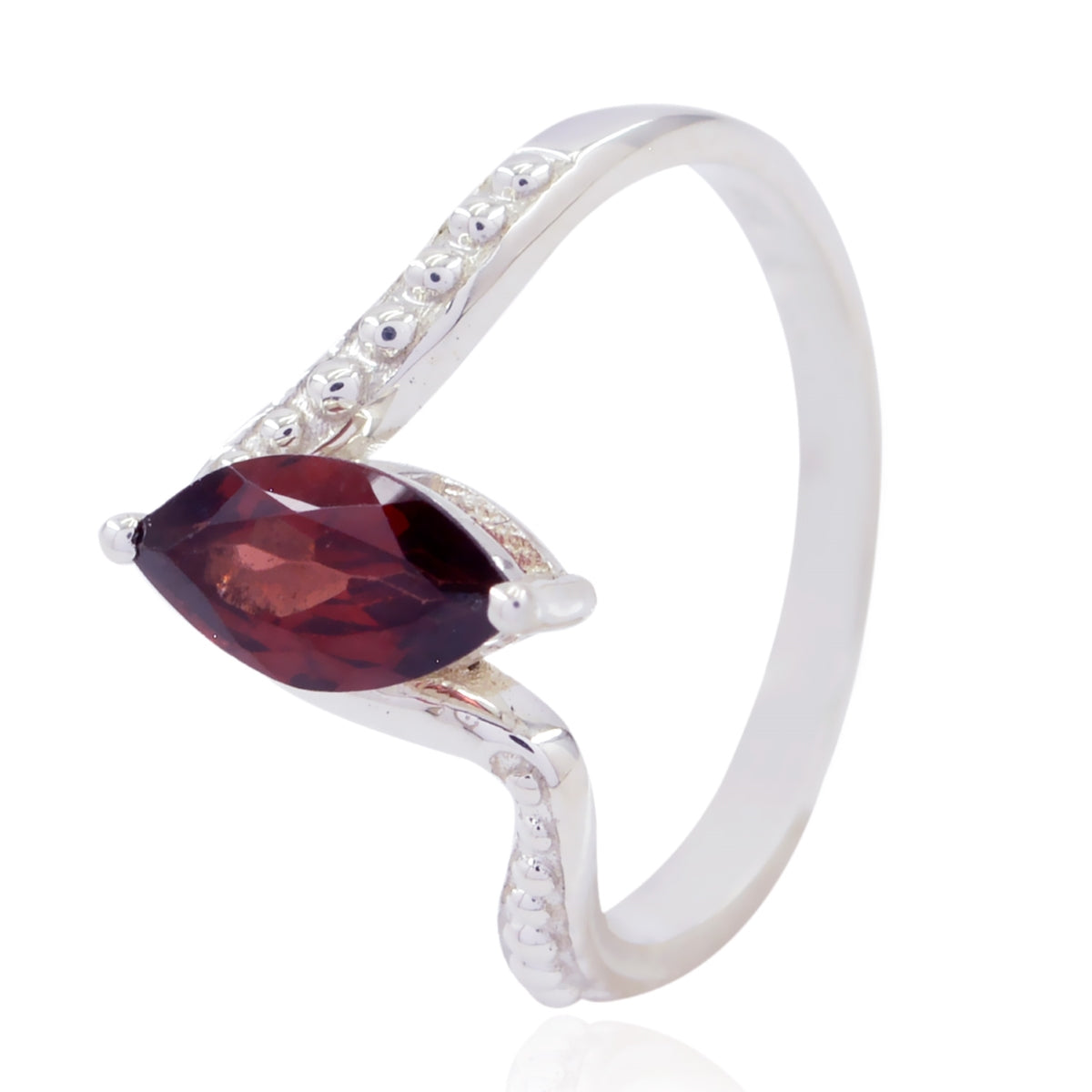 Garnet Solitaire Japanese Sterling Silver Red Gemstones Whisper thin Contemporary Ring Jewellery