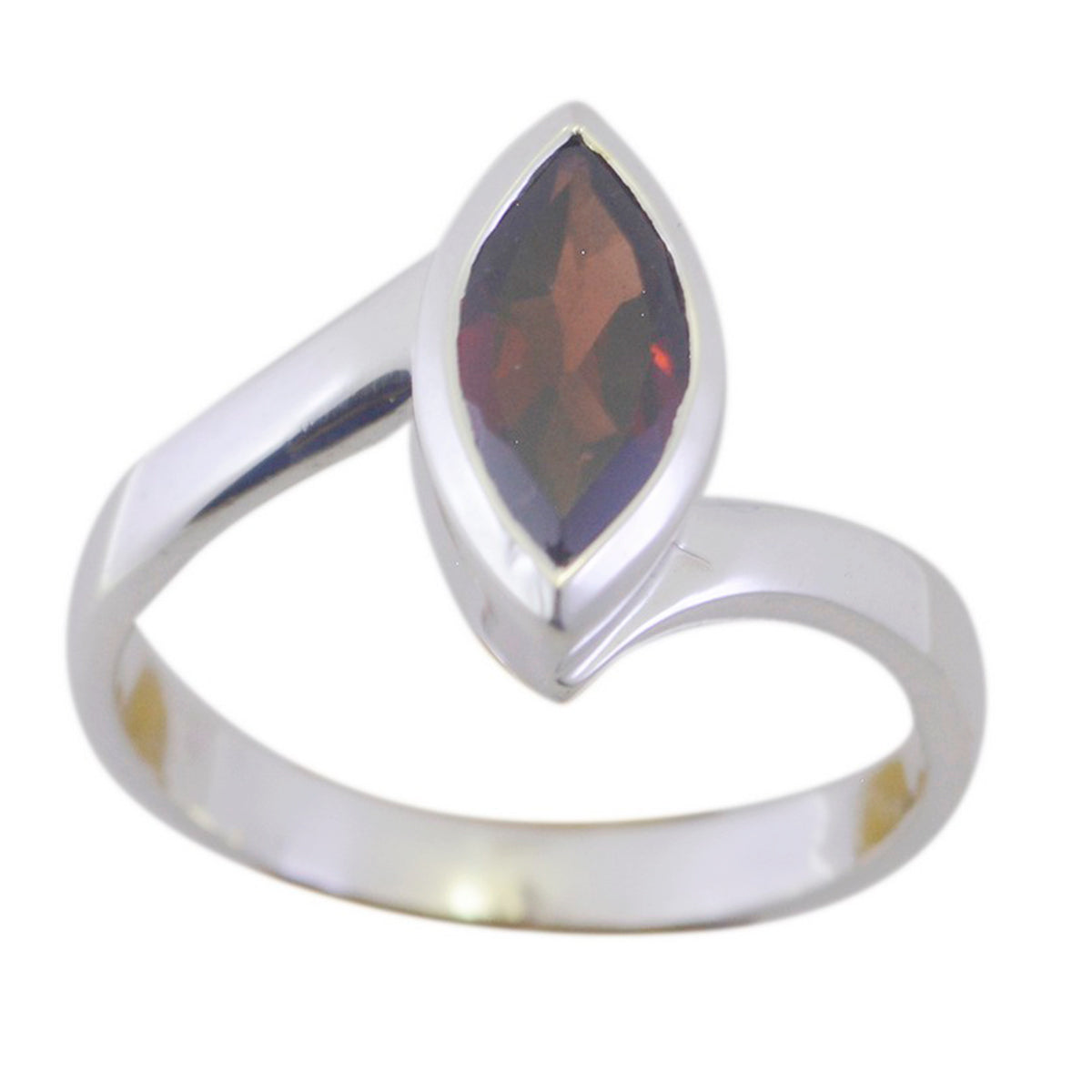 Garnet Solitaire American 92.5 Silver Red Gemstone Dainty Modern Ring Jewellery