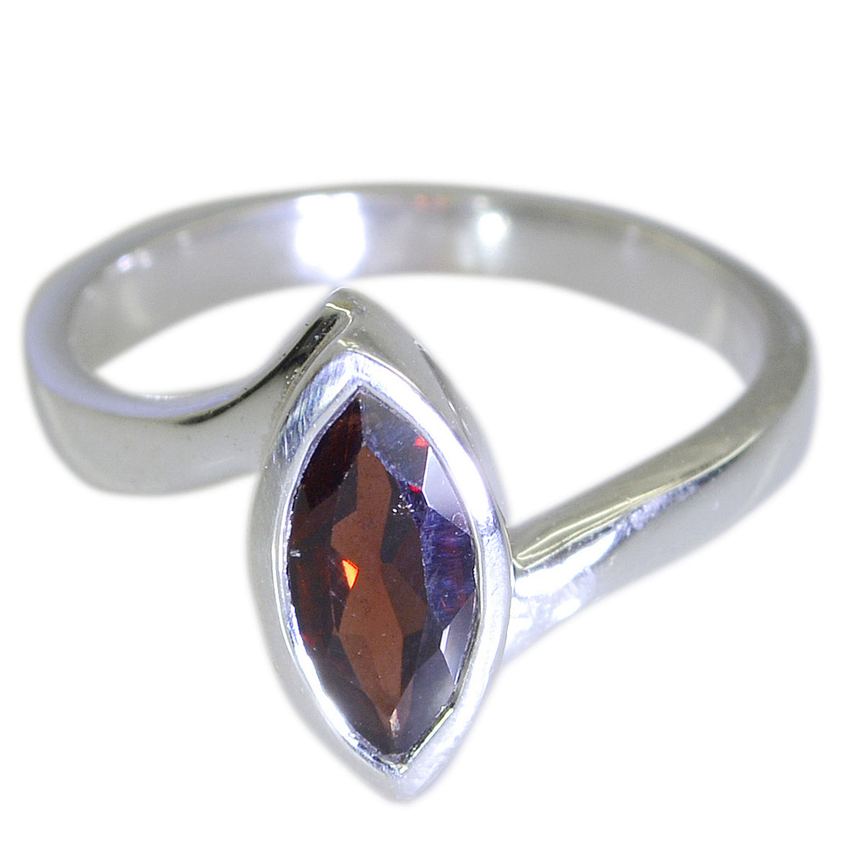 Garnet Solitaire American 92.5 Silver Red Gemstone Dainty Modern Ring Jewellery