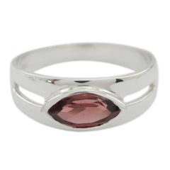 Garnet Solitaire German Silver Red Gemstones Slim Contemporary Ring Jewelry