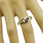 Garnet Solitaire American 92.5 Silver Red Gemstones Dainty Contemporary Ring Jewelry