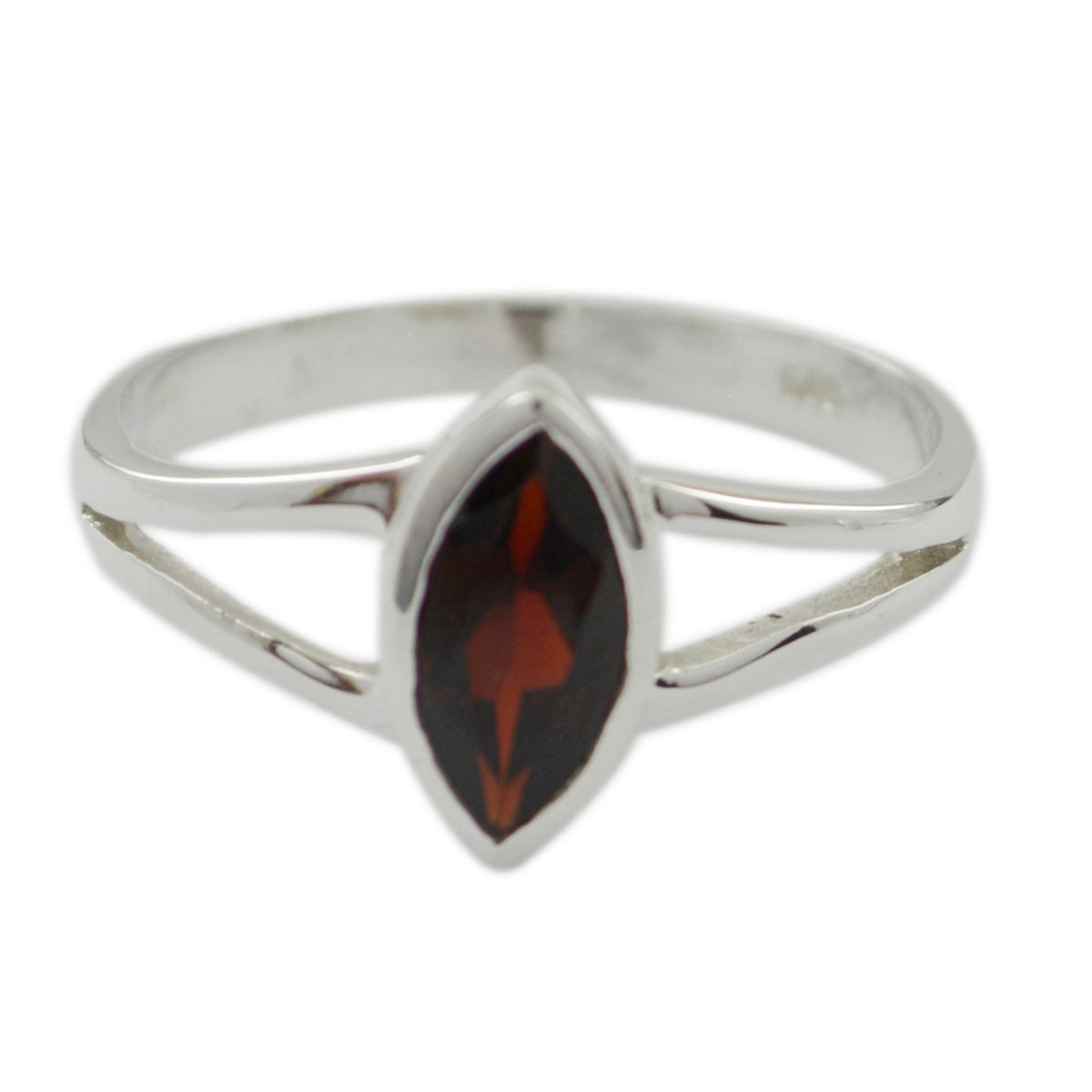 Garnet Solitaire Japanese 925 Silver Red Gemstone Dainty Geometric Ring Jewelry