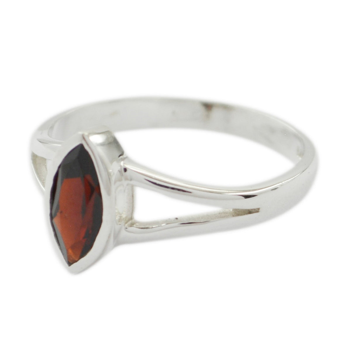Garnet Solitaire Japanese 925 Silver Red Gemstone Dainty Geometric Ring Jewelry