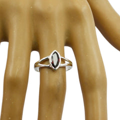 Garnet Solitaire Japanese 925 Silver Red Gemstone Dainty Geometric Ring Jewelry