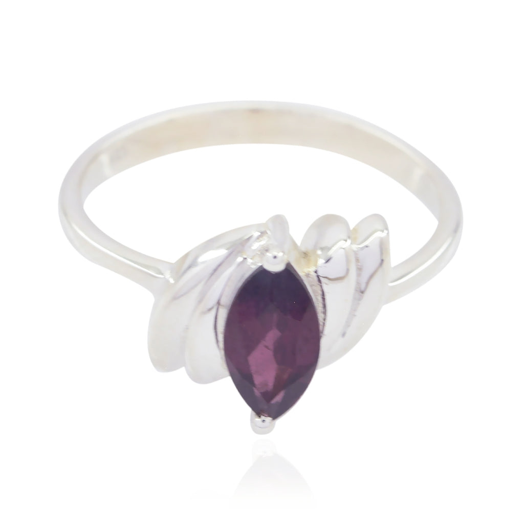 Garnet Solitaire Indian 925 Silver Red Gemstones Tiny Modern Ring Jewelry