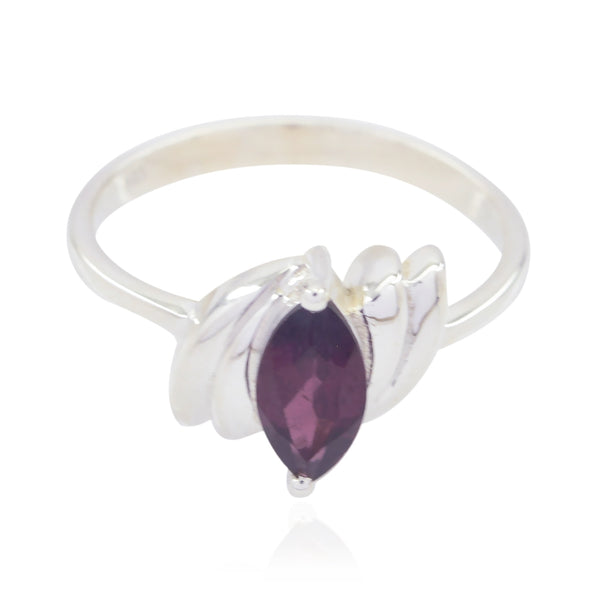 Garnet Solitaire Indian 925 Silver Red Gemstones Tiny Modern Ring Jewelry