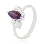 Garnet Solitaire Indian 925 Silver Red Gemstones Tiny Modern Ring Jewelry