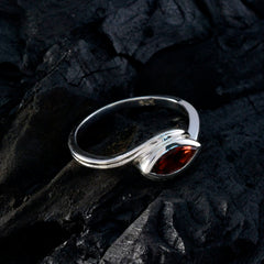 Garnet Solitaire Moroccan Silver Red Gemstone Featherlight Contemporary Ring Jewelry