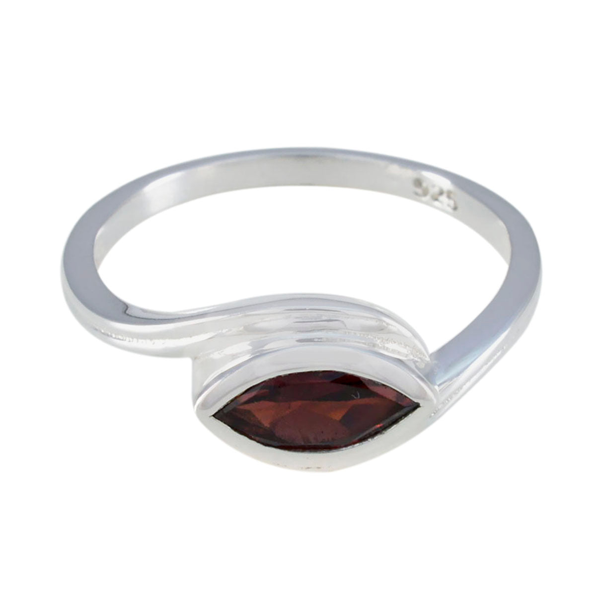 Garnet Solitaire Moroccan Silver Red Gemstone Featherlight Contemporary Ring Jewelry Image principale du produit