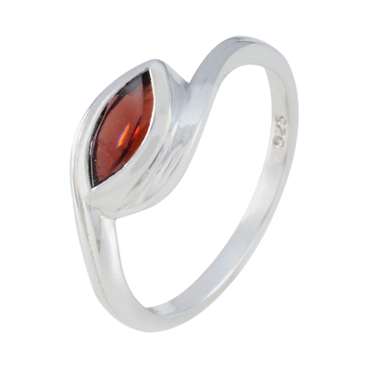 Bague contemporaine légère en argent avec solitaire grenat marocain et pierre précieuse rouge Image secondaire du produit
