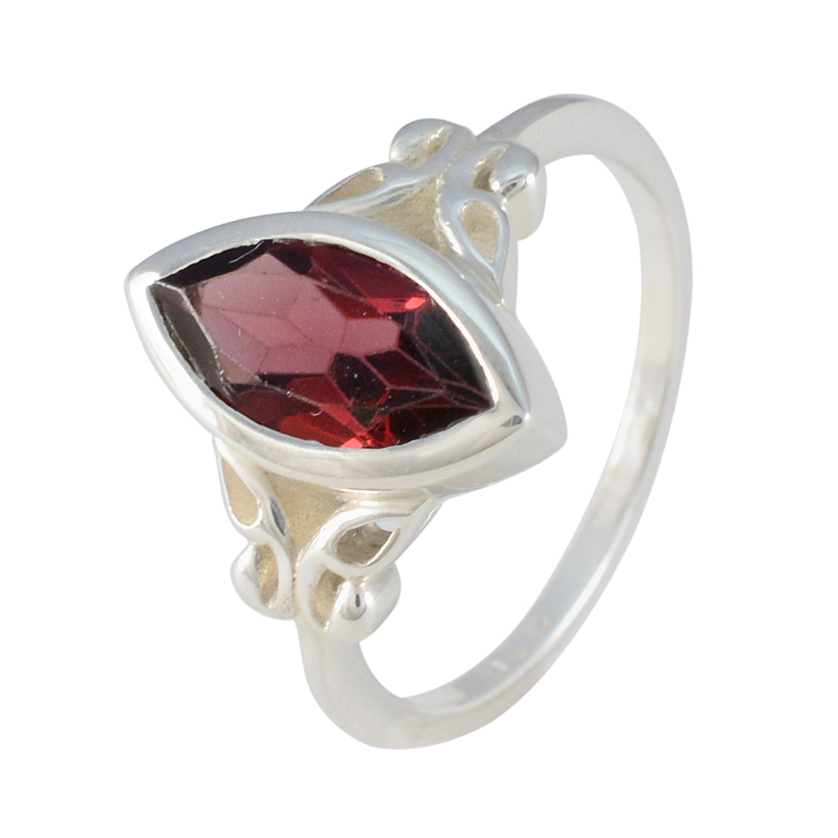 Garnet Solitaire Turkish 925 Silver Red Gems Whisper thin Claddagh Ring Jewelry