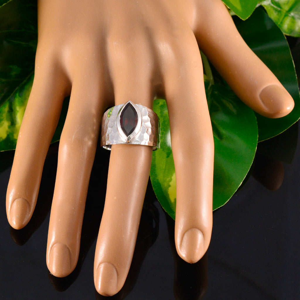 Garnet Solitaire Moroccan Silver Red Gems Statement Armor Ring Jewellery