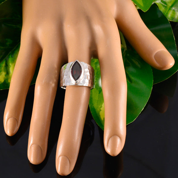 Garnet Solitaire Moroccan Silver Red Gems Statement Armor Ring Jewellery