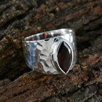 Garnet Solitaire Moroccan Silver Red Gems Statement Armor Ring Jewellery