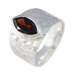 Garnet Solitaire Moroccan Silver Red Gems Statement Armor Ring Jewellery