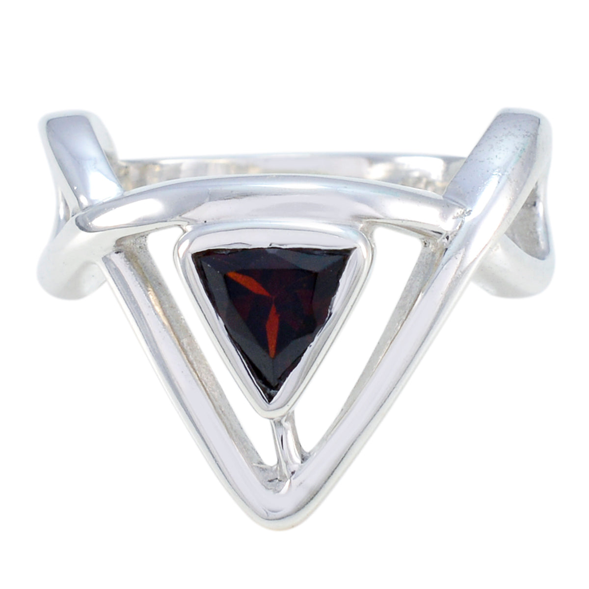 Garnet Solitaire Moroccan Sterling Silver Red Gemstone Tiny Geometric Ring Jewelry Huvudsaklig produktbild