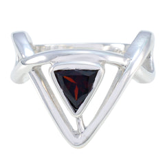 Garnet Solitaire Moroccan Sterling Silver Red Gemstone Tiny Geometric Ring Jewelry