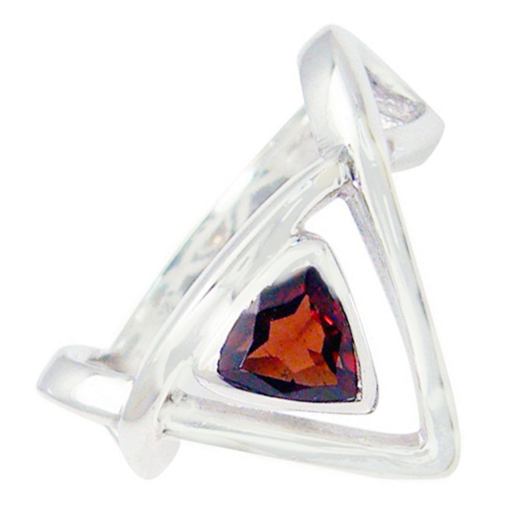 Garnet Solitaire Moroccan Sterling Silver Red Gemstone Tiny Geometric Ring Jewelry