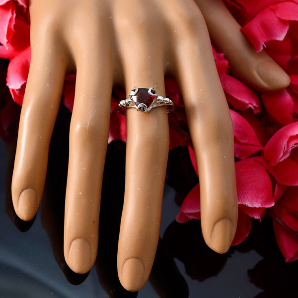 Garnet Solitaire Russian Silver Red Gemstone Delicate Rope Wire Ring Jewellery