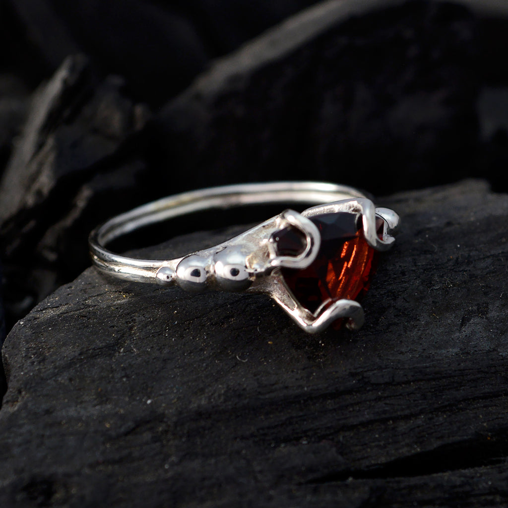 Garnet Solitaire Russian Silver Red Gemstone Delicate Rope Wire Ring Jewellery