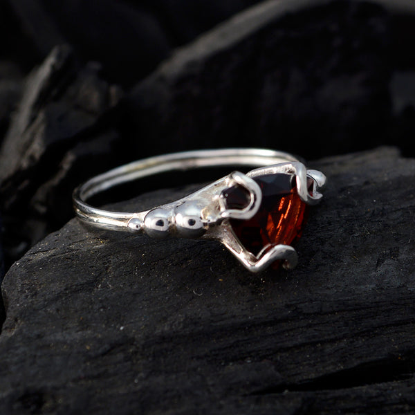 Garnet Solitaire Russian Silver Red Gemstone Delicate Rope Wire Ring Jewellery