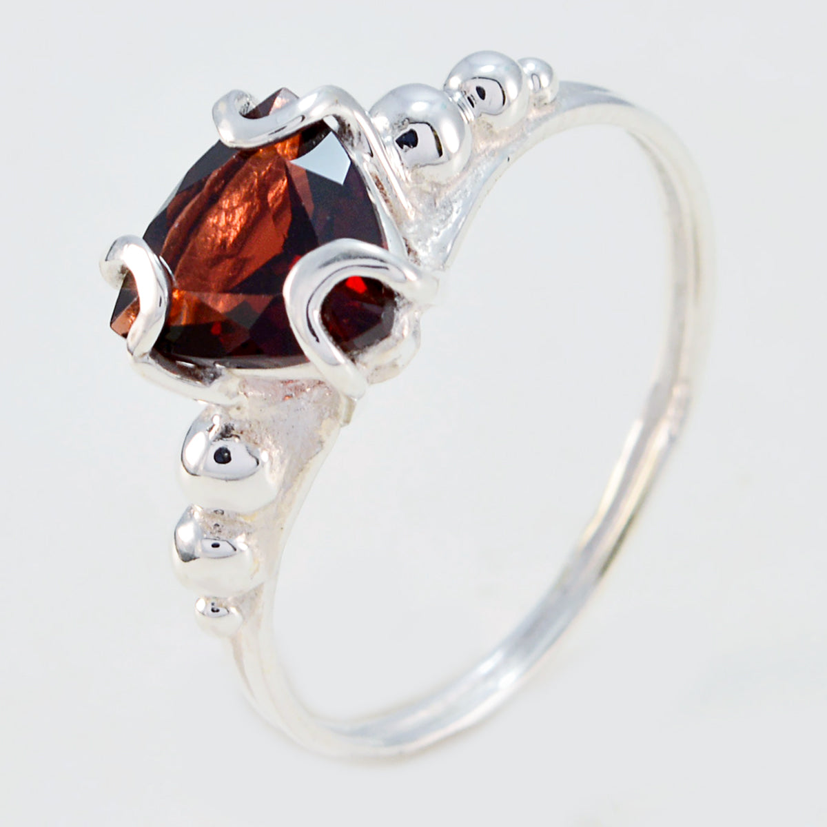 Garnet Solitaire Russian Silver Red Gemstone Delicate Rope-Wire Ring Jewellery Второстепенное изображение товара