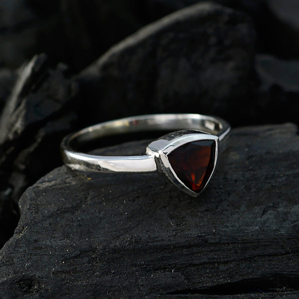 Garnet Solitaire Russian 925 Silver Red Gemstone Dainty Geometric Ring Jewellery