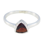 Garnet Solitaire Russian 925 Silver Red Gemstone Dainty Geometric Ring Jewellery
