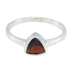 Garnet Solitaire Russian 925 Silver Red Gemstone Dainty Geometric Ring Jewellery