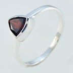 Garnet Solitaire Russian 925 Silver Red Gemstone Dainty Geometric Ring Jewellery