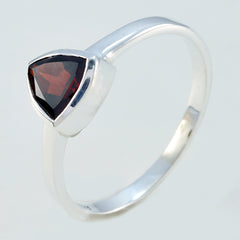 Garnet Solitaire Russian 925 Silver Red Gemstone Dainty Geometric Ring Jewellery