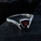 Garnet Solitaire Turkish 92.5 Silver Red Gemstones Whisper thin Retro Ring Jewellery