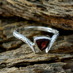 Garnet Solitaire Turkish 92.5 Silver Red Gemstones Whisper thin Retro Ring Jewellery