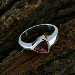 Garnet Solitaire Turkish 925 Sterling Silver Red Gemstones Tiny Geometric Ring Jewellery