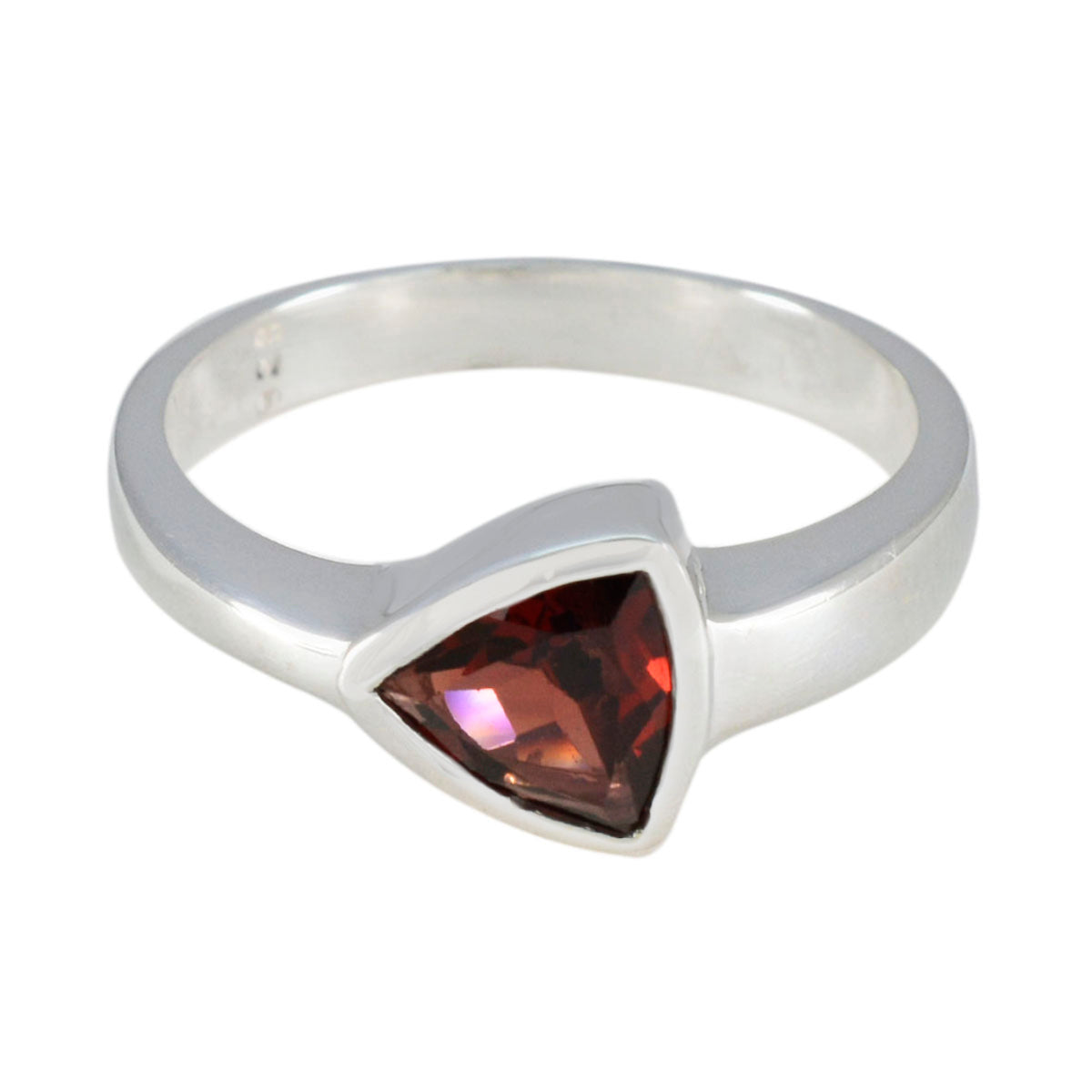 Garnet Solitaire Turkish 925 Sterling Silver Red Gemstones Tiny Geometric Ring Jewellery