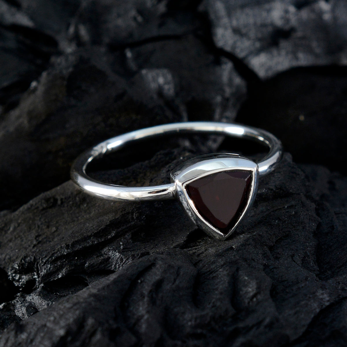 Garnet Solitaire Mexican 92.5 Silver Red Gemstones Delicate Boho Ring Jewelry