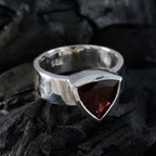 Garnet Solitaire Egyptian Sterling Silver Red Gemstone Eye catching Signet Band Jewelry