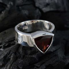 Garnet Solitaire Egyptian Sterling Silver Red Gemstone Eye catching Signet Band Jewelry