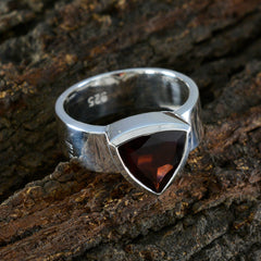 Garnet Solitaire Egyptian Sterling Silver Red Gemstone Eye catching Signet Band Jewelry