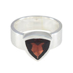 Garnet Solitaire Egyptian Sterling Silver Red Gemstone Eye catching Signet Band Jewelry