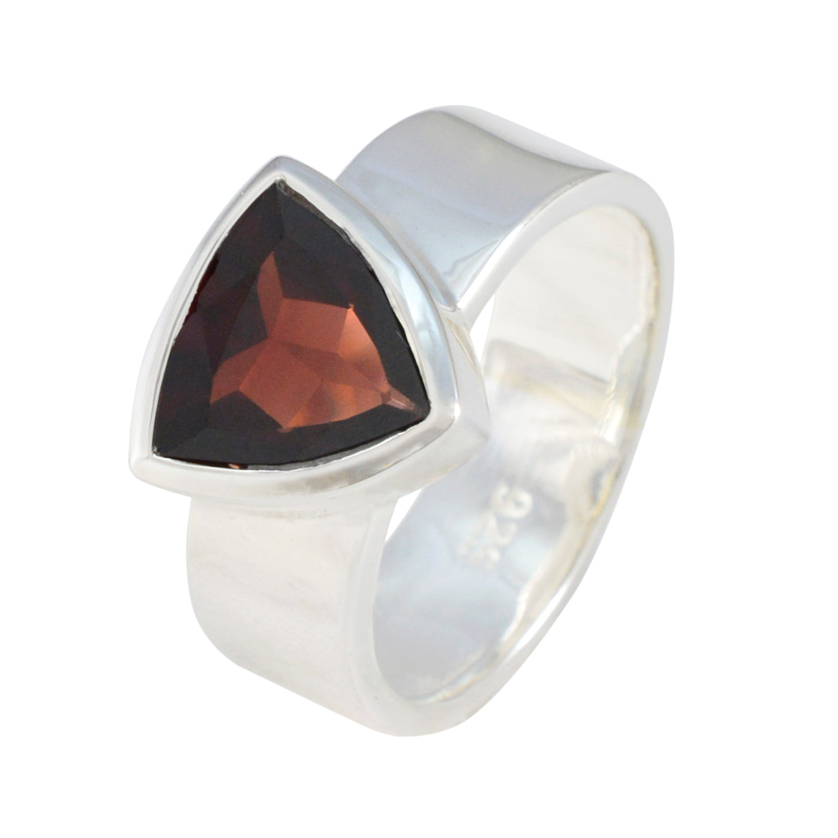 Garnet Solitaire Egyptian Sterling Silver Red Gemstone Eye catching Signet Band Jewelry