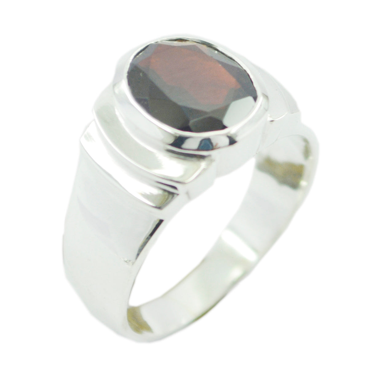 Garnet Solitaire African Silver Red Gemstone Eye catching Love Ring Jewelry