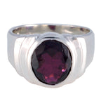 Garnet Solitaire African Silver Red Gemstone Eye catching Love Ring Jewelry