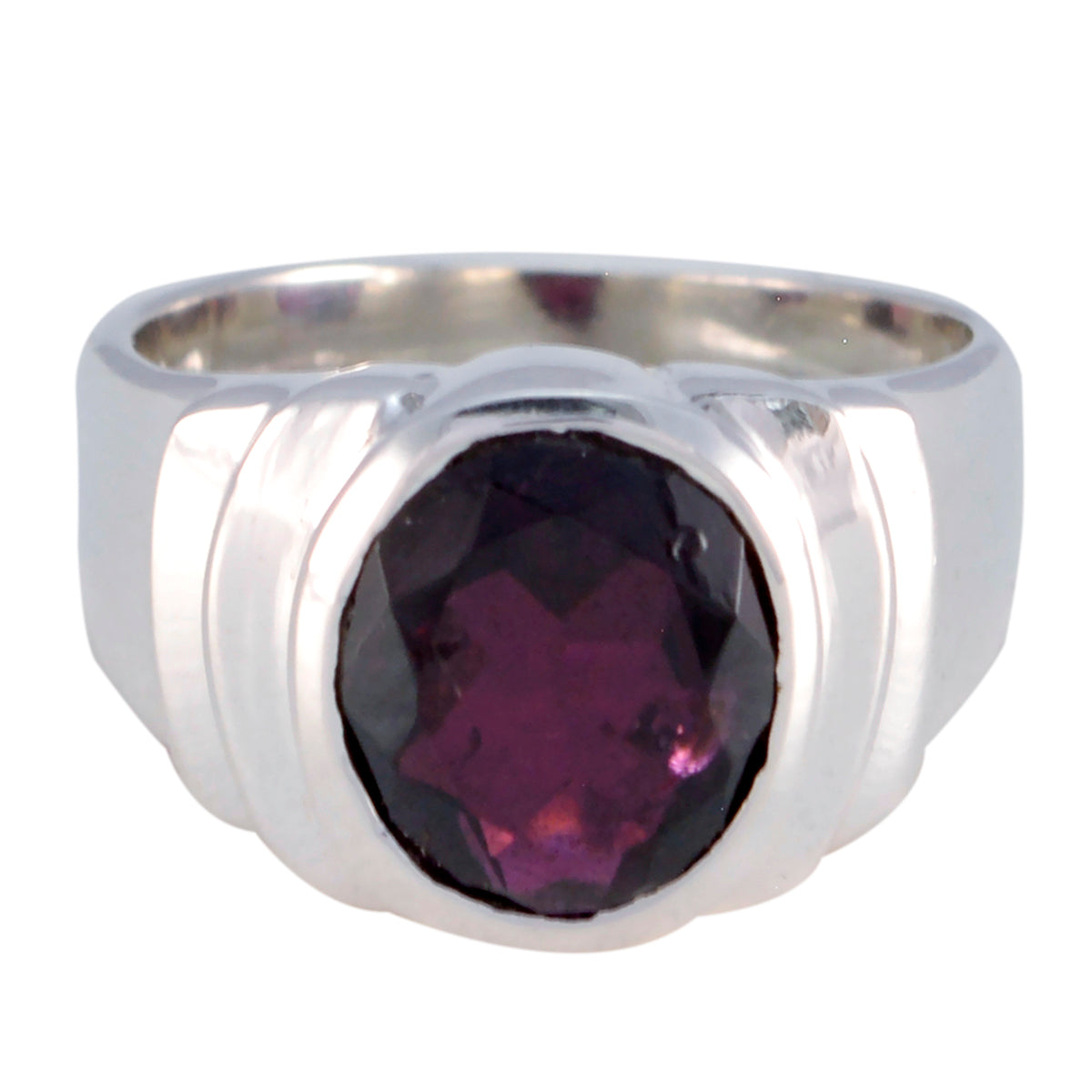 Garnet Solitaire African Silver Red Gemstone Eye catching Love Ring Jewelry